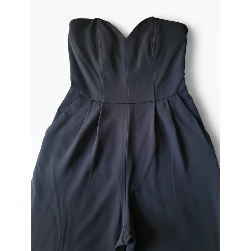 H&M Black Strapless Sweetheart Neck Tapered Leg Jumpsuit Size 6 Business Casual